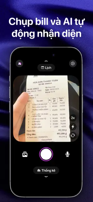Chụp bill — AI tự động ghi chép